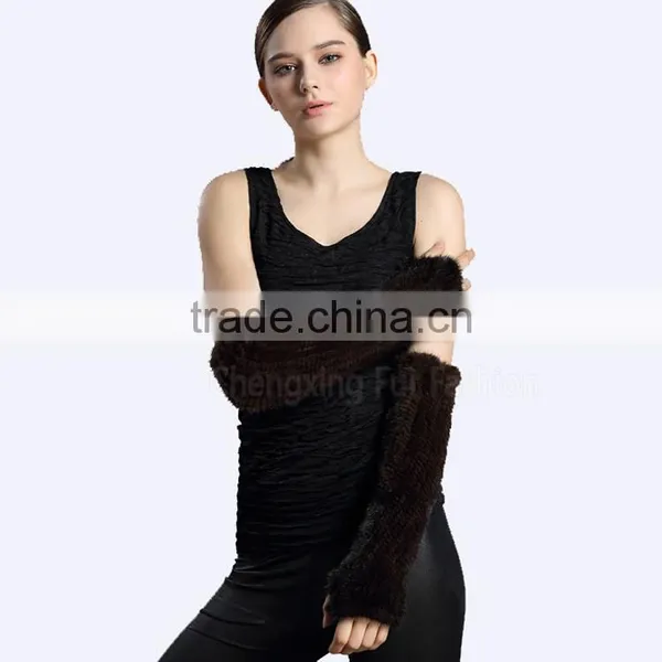 CX-A-58A Ladies Fashion Genuine Mink Fur Leather Gloves photo-4