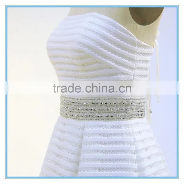 Chaozhou Strapless A-line Trailing Wedding Dress With Beaded photo-3