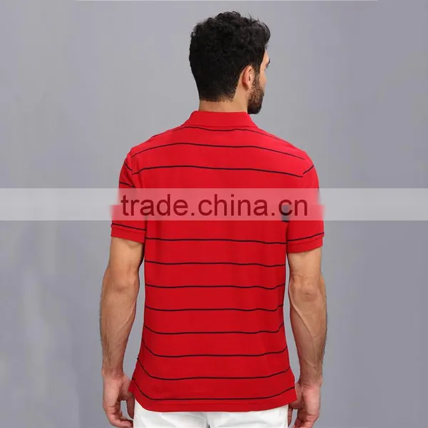 Latest Design Mens Short Sleeve Red Stripe New Design Polo Shirt photo-2