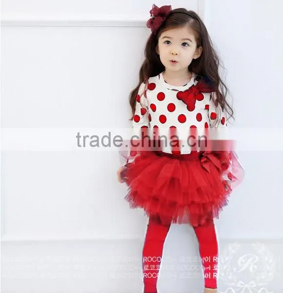 New Autumn Girls Clothing Sets Baby Girls Long Sleeve Polka Dots t Shirts+skirts-legging Baby Girls Outfits photo-6