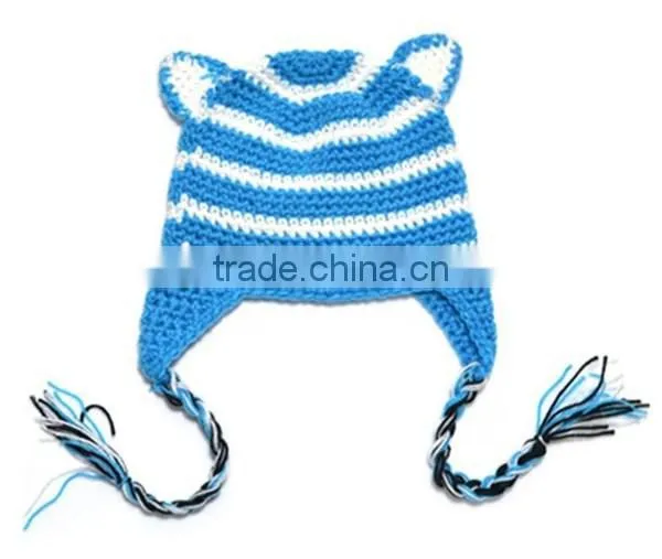 Funny Animal Shaped Crochet Kids Hat Cat Ear Hat photo-2