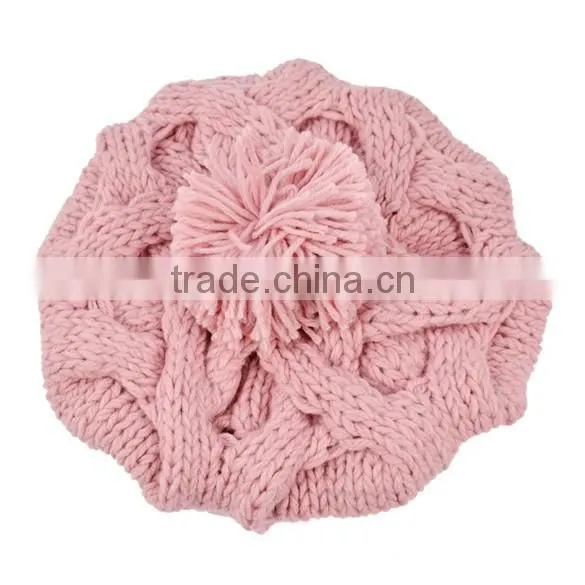 Women's Warm Knit Wool Beanie Pumpkin Ball Pumpkin Ladies Winter Wool Hat 9083 photo-4