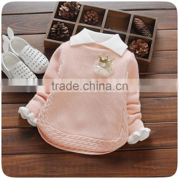 Lovely Baby Pullover Sweater Children 's Lapel Sweater Designs for Baby Girls photo-4