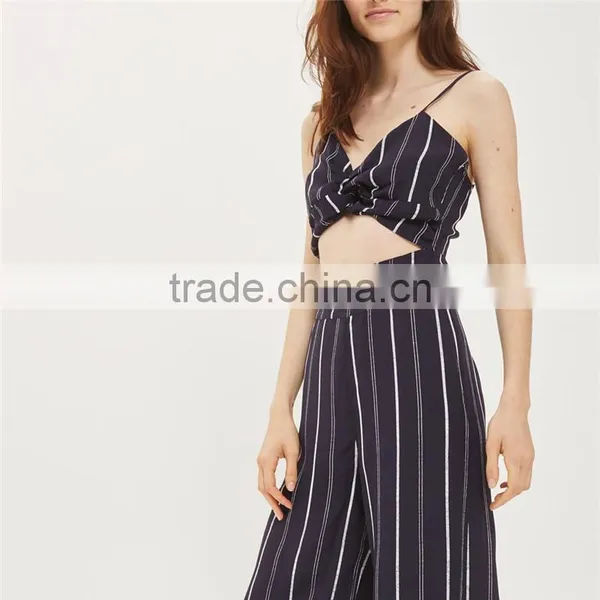 Cool Wide Leg Styling Gallus Womens Long Jumpsuit With Cute Knot photo-3