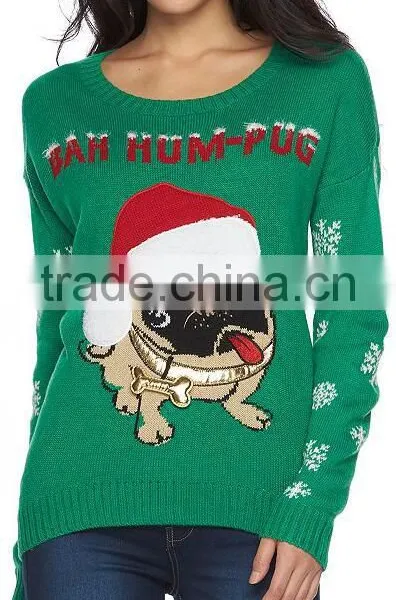 Custom Funny Pictures Festival Young Girls Wearing Knits Sweater for Christmas photo-5