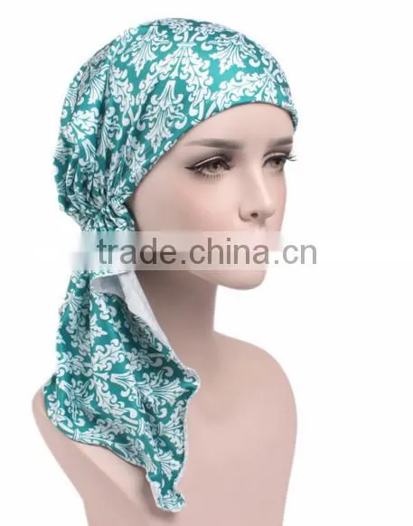 New Stretch Cloth Print Scarf Cap Scarf Hat Chemotherapy Hat photo-2