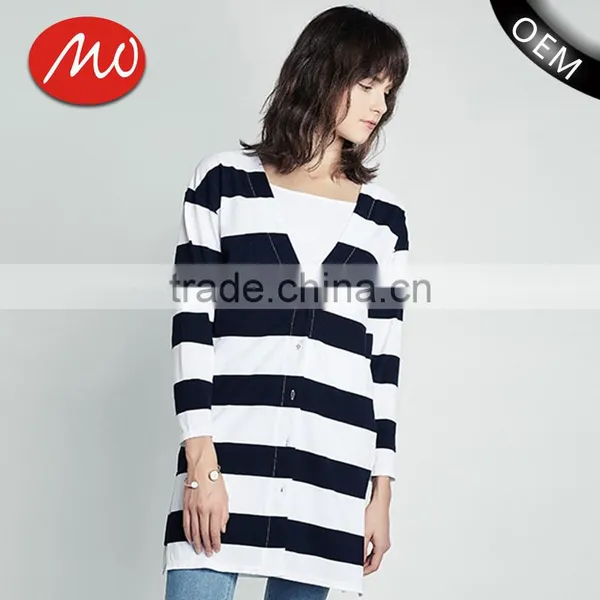 Women's Machine Knitted Patterns Aztec Long Tunic Cotton Cardigan Sweater for Wholesale
