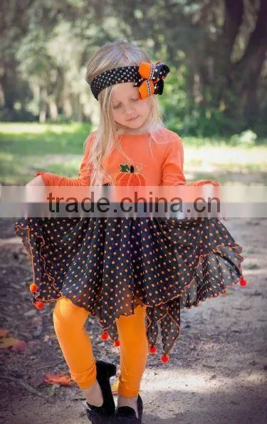 Modern Style Pumpkin Embroidery Halloween Children Boutique Clothing photo-6