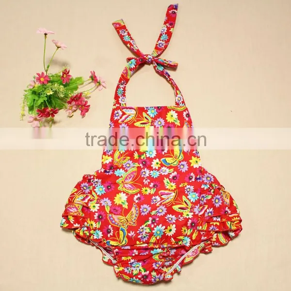 2017 Wholesale Colored Printed Flower Rompers Cotton Jumpsuit photo-2