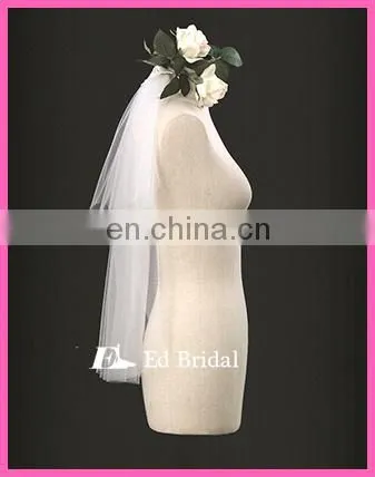 A09 Cheap Price Short Front and Long Back Plain Tulle Fabric Bridal Veil For Wedding photo-2