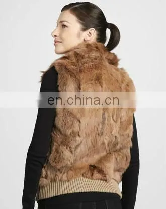 Fox-collar Rabbit Fur Knnited Vest/quality Supplier photo-2