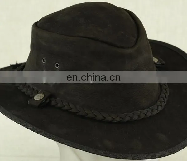 Made of Top Quality Genuine Bafullo Nebuck Leather Hat Black Color 2017