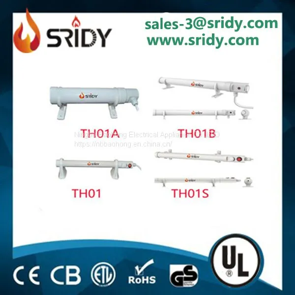 Sridy IP44 Тубулярный инфракрасный обогреватель с внутренним термостатом для теплицы, ванной комнаты - гараж, мастерская TH03