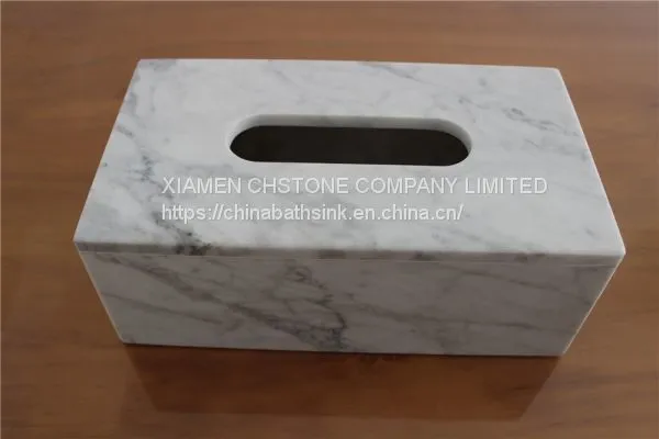 Carrara White Marble Bathroom Paper Holders Marble Tissue Box photo-2