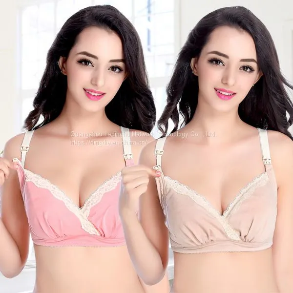 Non-steel Ring Front Buckle Large Size Lace Nursing Bra Pregnant Women Breastfeeding Cotton Adjustment Type Gathered Bra Underwear Women photo-3