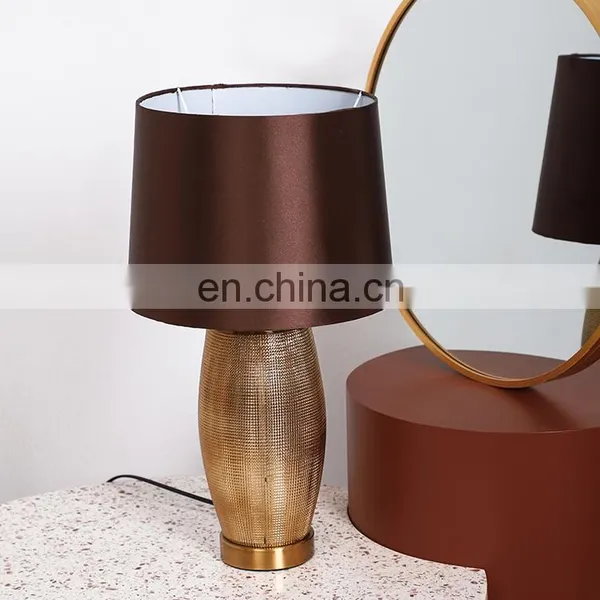 Hot Sale Gold Ceramic Base Cheap Price Bedroom Porcelain Table Lamp for Home Decor photo-2
