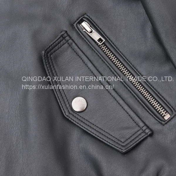 HOT SALE 2021 NEW ARRIVAL FASHION LADIES'FAUX LEATHER ECO PU LEATHER BASEBALL JACKET photo-4