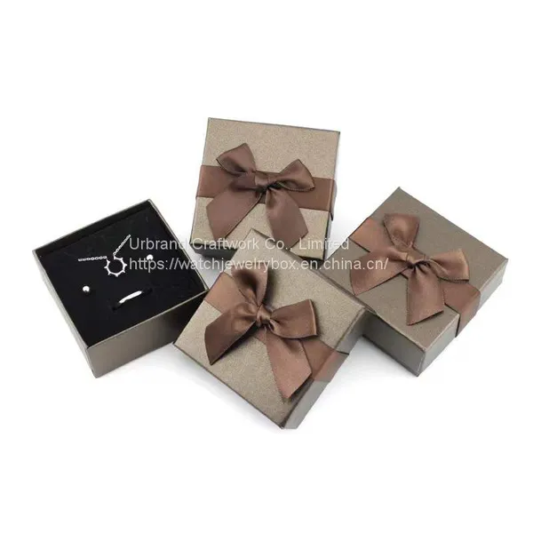 Brown Bow Jewelry Packing Box Ring Necklace Earrings Bracelet Box Gift Handbag Matching