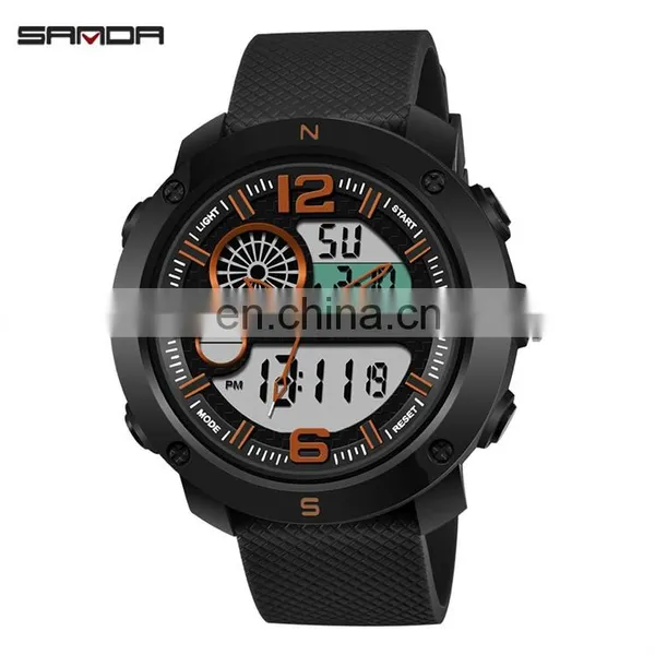 SANDA 762 New Model Men Wristwatch Branded Digital Analog Week Day Showed Silicone Current Watch photo-4