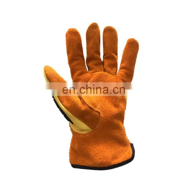 Cowhide Leather Outdoor Work Gloves Anti-vibration Full Finger Impact Protection Safety Work Gloves photo-4