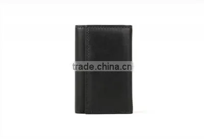 Slim and Simple Wholesale Super-soft Genuine Leather Tri-fold Key Case With Key Rings photo-2