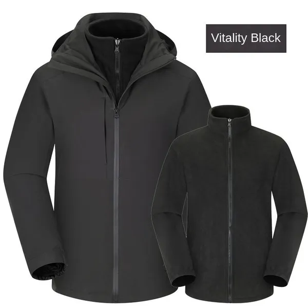 Three in One Men's and Women's Winter Soft Shell Woven Zipper Waterproof and Windproof Outdoor Warm Jacket photo-4