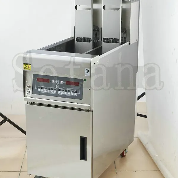 Double-cylinder Vertical Electric Frying Oven With Oil Filtering Cart