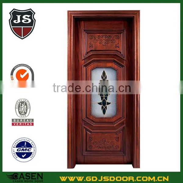 Rural Flower Carving Solid Birch Wood Glass Door Designs for Interior photo-3