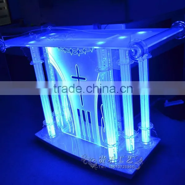 High Qualtiy Modern Church Pulpit With LED Light, Acrylic Podium photo-2