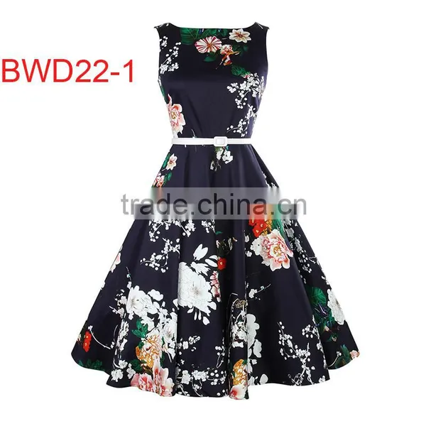 Women's Cotton Short Frock Designs Rockabilly Swing Prom Vintage Dress 50s photo-2