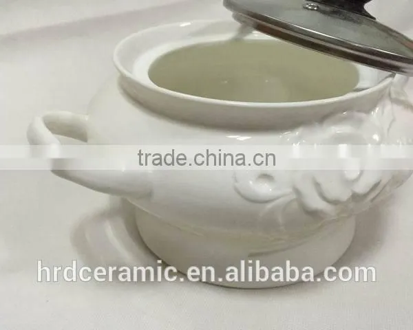 China Manufacturer Stocked Small Ceramic Porcelain Soup Tureen photo-2