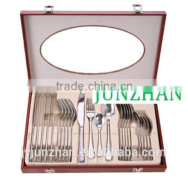 24pcs Cutlery in Visable Wooden Box and Stainless Steel 410 Material Factory Sell Directly photo-3