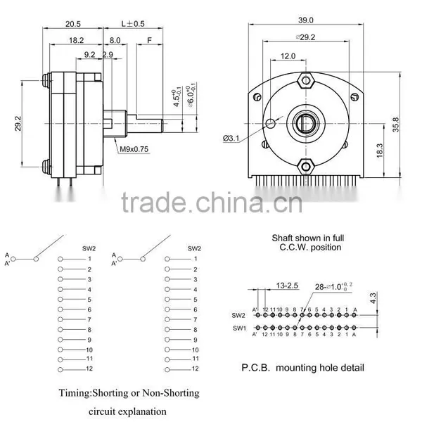 39 mm Metal Shaft Rotary Route Switch for Fan photo-4
