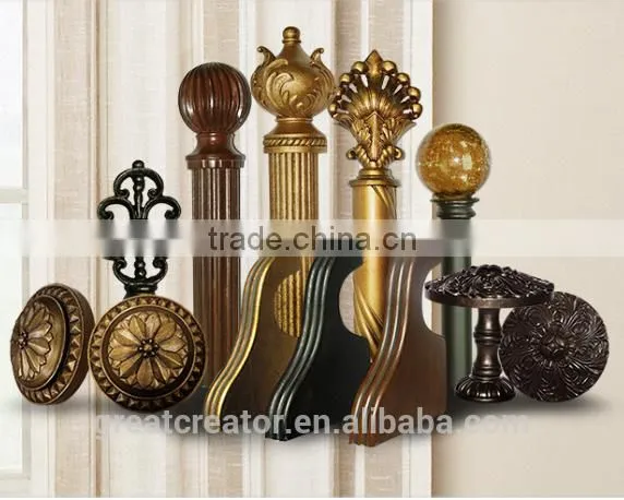 Great Creator High Quality 57mm (2-1/4") Diameter Round Reeded/Smooth Wooden Curtain Rods From China Manufacturer photo-5