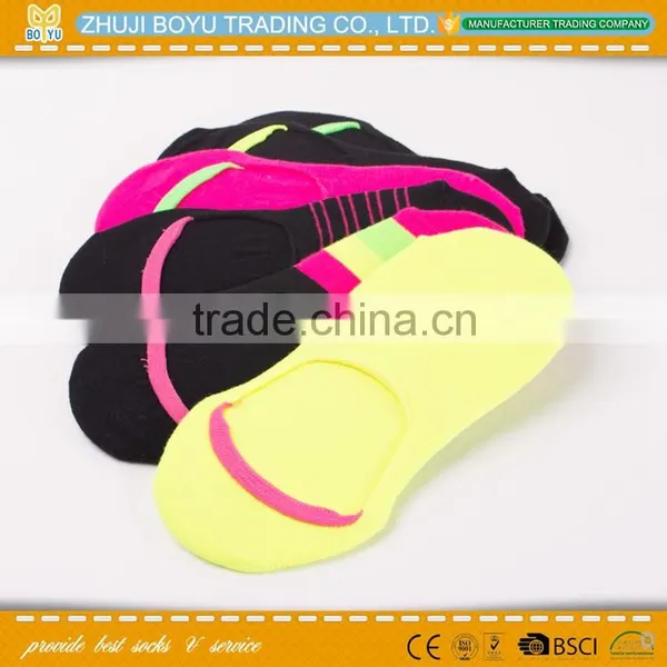 BY-161013 Women Colorful Socks Invisible Sock With Non Slip Silicone photo-2
