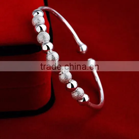 Best Seller ! Wholesale 2015 Women's Silver Beads Open Bracelet photo-2