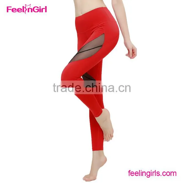 Patchwork Elastic Hollow Out Mesh Yoga Leggings Women photo-2