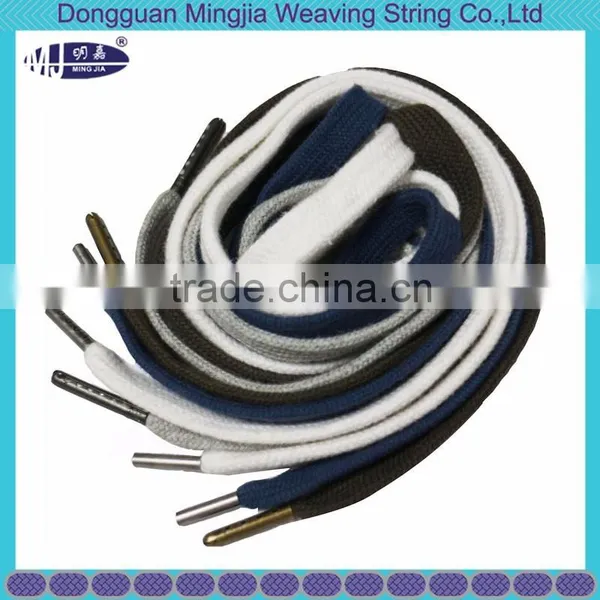 Newest Colored Flat Drawstring Cord With Metal Aglets for Garments