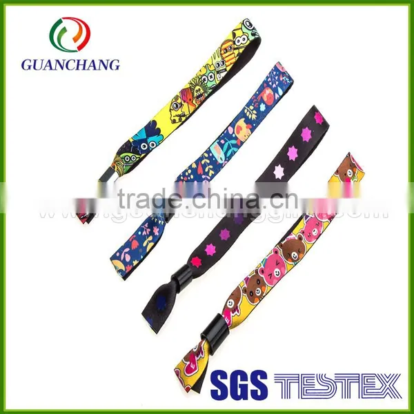 China Wholesale Custom New Premium Cotton Fabric Woven Novelty Festival Fitness Elastic Printing Wristband for Event or Party