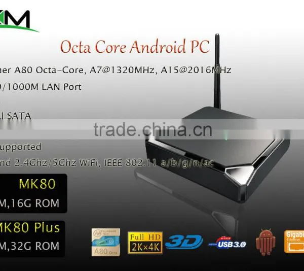 MK80 Allwinner A80 Octa Core Android 4.4 Mini TV Box 2G/16G 2.4G/5G WIFI 802.11AC Bluetooth DLNA XBMC photo-2