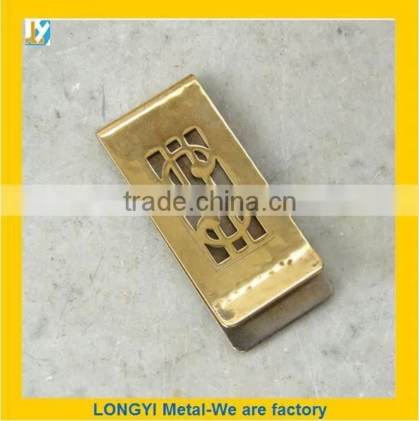 Simple Metal Money Clip With Gold Plated Hollow Out