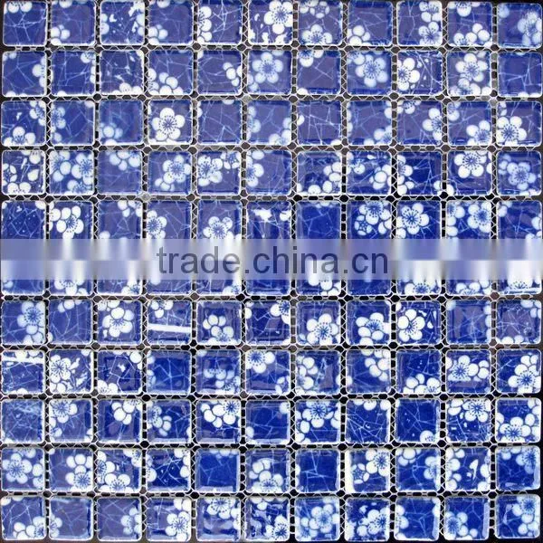 Blue Ceramic Mosaic for Interior Decoration Project Colored