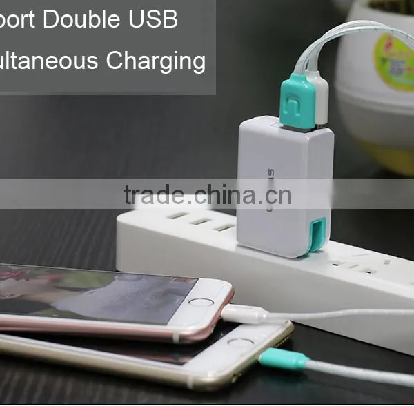 Original USAMS Foldable Square Double USB Fast Charger For Apple / Smartphone / PSP Mobile Phone Travel Charger photo-3