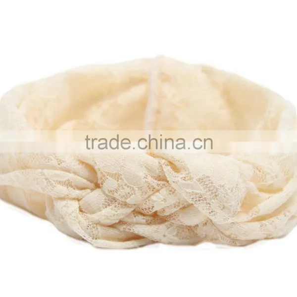 Latest Fancy Fashion Knot Girls Elastic Hair Band / Braided Fabric Wholesale Lace Turban Headbands photo-2