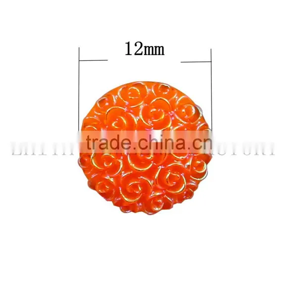 12mm Fluorescence Color Round Rose Flower Resin Cabochone Round Sew on Rhinestone Parquet Flatback Resin Gem Stones photo-4