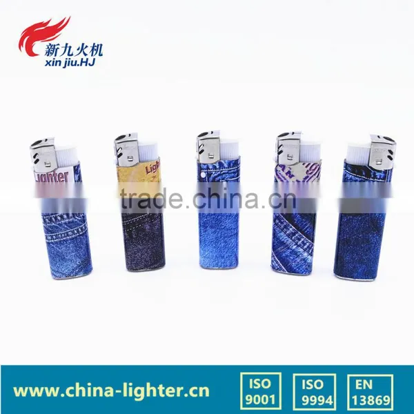 Jeans Wrap Paper Electronic Gas Lighter/refilled r Disposable Cigratte Plastic Lighter