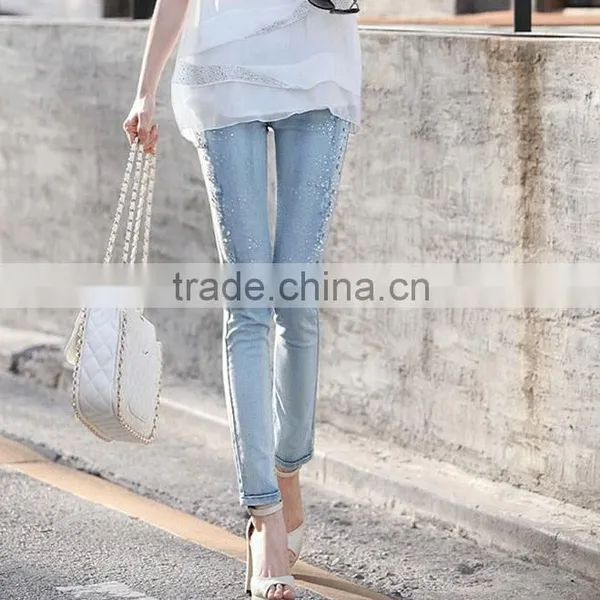 The New Hot Drilling Slim Thin Jeans Women Trousers