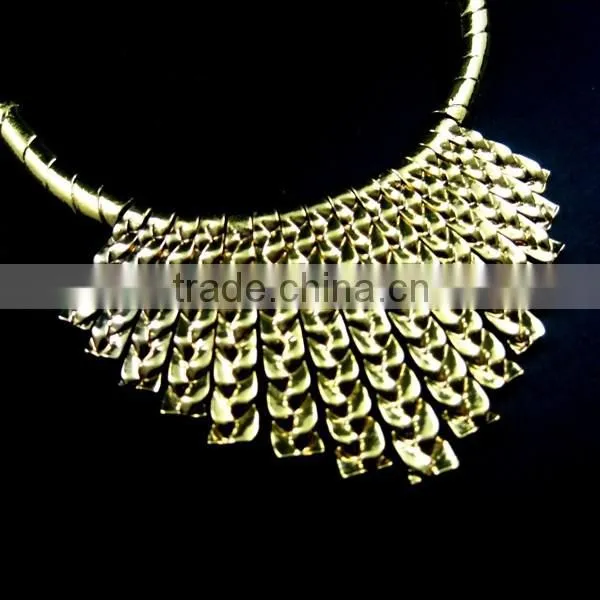 18inch Retro Antique Gold Chic Engraved Vintage Metal Collar Chunky Choker Statement Necklace,fashion Jewelry 6350173 photo-3