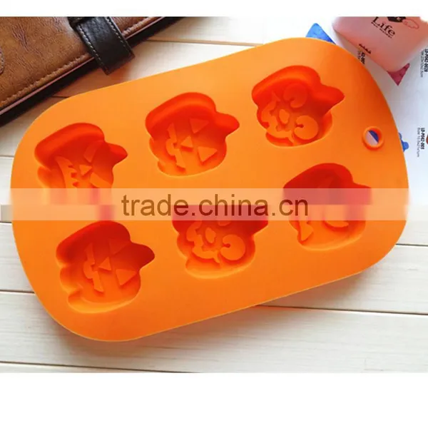 6 Cavity Pumpkin Elves Theme Halloween Silicone Cup Cake Pan photo-3