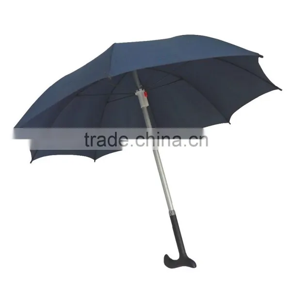Special Design Dark Blue Crutch Handle Cane Straight Umbrella
